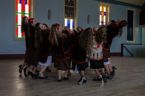 Ukrainian dancers rehearse their routine before performing outside of the Sts. Vladimir & Olga Metropolitan Cathedral on Easter Sunday.  The dancers are part of the Plast dance group and the Ukrainian Youth Association.  EMILY CUMMING / WINNIPEG FREE PRESS APRIL 20, 2014