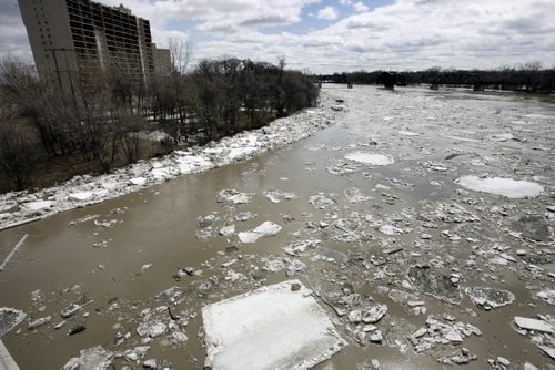 A view south from the Kildonan Bridge over the Red River.    Wayne Glowacki / Winnipeg Free Press April 21   2014