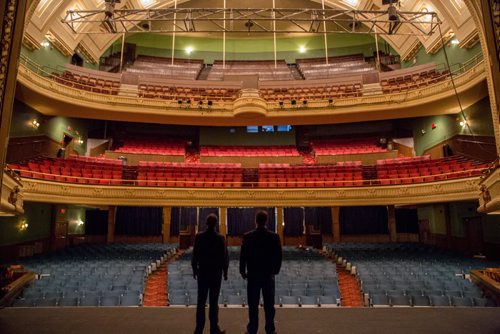 A performers view of the Burton Cummings Theatre in Winnipeg on Friday, March 21, 2014. True North Sports and Entertainment is taking over the management of the theatre and has many necessary upgrades planned. (Photo by Crystal Schick/Winnipeg Free Press)