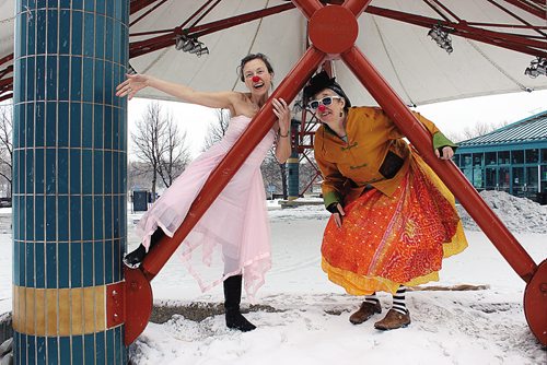 Canstar Community News (03/04/2014)- Sue Proctor (right) and Lynn Langdon. As their clown characters that will be performing at the Park Theatre mid-April. (STEPHCROSIER/CANSTARNEWS)