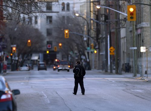 Stdup Äì Nice day for a walk in the Exchange  on a clear and cool morning McDermot Ave this morning  . APRIL 29 2014 / KEN GIGLIOTTI / WINNIPEG FREE PRESS