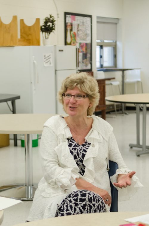 Principal Susan Hayward speaks during a meeting at Lundar High School.  The graduation rate in Lakeshore School Division has risen from 50% in 2009 to 92% in 2013. EMILY CUMMING / WINNIPEG FREE PRESS
