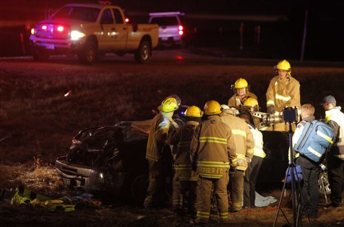 STANDUP - MVC roll over. One person taken to hospital. RCMP on scene. Jaws of life used to extricate victim. RM of Rosser Fire Dept on scene. BORIS MINKEVICH / WINNIPEG FREE PRESS  April 30, 2014