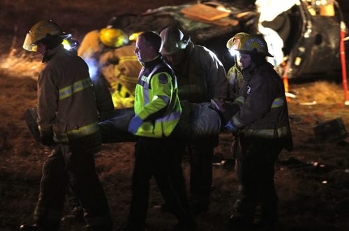 STANDUP - MVC roll over. One person taken to hospital. RCMP on scene. Jaws of life used to extricate victim. RM of Rosser Fire Dept on scene. BORIS MINKEVICH / WINNIPEG FREE PRESS  April 30, 2014