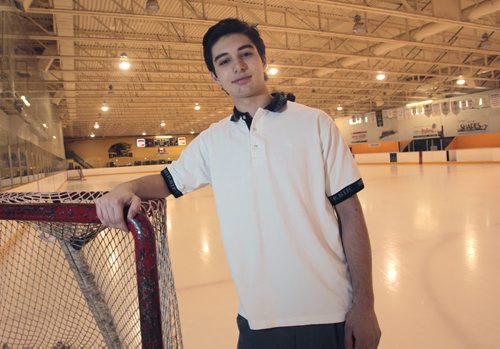 Stelio Mattheos, he is the first overall pick in bantam draft, going to the Brandon Wheat Kings. Stelio in the rink at his St. John's-Ravenscourt School Thursday. Tim Campbell story. Wayne Glowacki / Winnipeg Free Press May1  2014