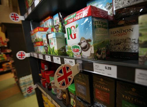British tea sits amidst a selection of English treats stocked in the local Stonewall grocery for member's of the Plymouth Bretheren, though the grocer says other locals have taken a shine to the imports as well.  May 1, 2014 - (Phil Hossack / Winnipeg Free Press)