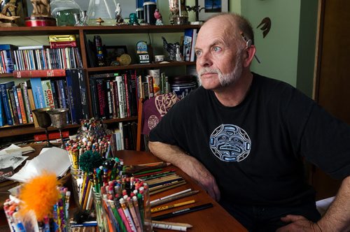 Winnipeg local Patrick Tackaberry has collected hundreds of pencils over the past thirty years.  He often picks them up when he travels and friends also contribute to his collection by bringing back souvenirs from their trips abroad.  EMILY CUMMING / WINNIPEG FREE PRESS