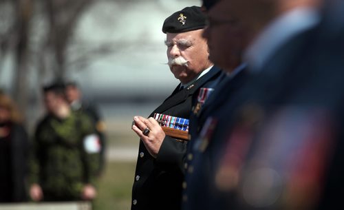 A Sargeant Major lines up his honor guard after parading into the first National Day of Honor at a ceremony at The Air Force Heritage Park. See Alex Paul's story. May 9, 2014 - (Phl Hossack / Winnipeg Free Press)