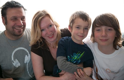 The Moldwon family wish Anna Moldwon's mom Virginia a happy Mother's Day. (left to right) Jason, Anna, Kai and Connor. For Mother's Day Saturday special 140509 - Friday, May 09, 2014 - (Melissa Tait / Winnipeg Free Press)