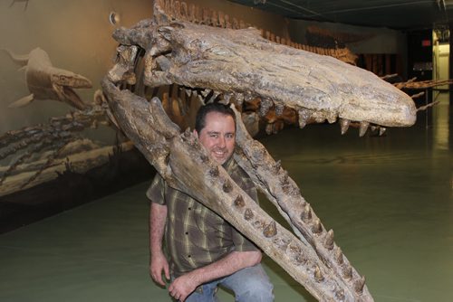 Bruce, a fossilized mosasaur, would have eaten Godzilla for breakfast, says Peter Cantelon, executive director of the Canadian Fossil Discovery Centre, in Morden. BILL REDEKOP/WINNIPEG FREE PRESS May 14, 2014