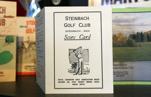 Steinbach, Manitoba The Fly-In Golf Club at 350 Park Rd. East in Steinbach, Manitoba is celebrating their 60th anniversary this year- Original score card 1955/56- See Tim Campbell story- May 15, 2014   (JOE BRYKSA / WINNIPEG FREE PRESS)
