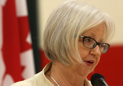 MP Joy Smith announced today at Maple Leaf School in Winnipeg $7.5 Million in funding towards the water, sanitation, and Hygiene in Schools for Girls inciative- See  Ashley Prest story- May 20, 2014   (JOE BRYKSA / WINNIPEG FREE PRESS)