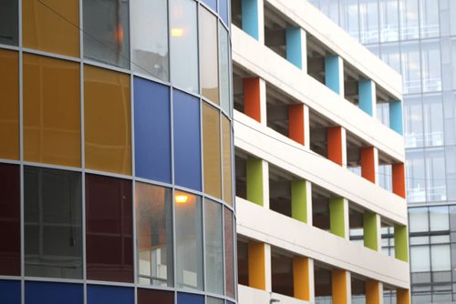 STANDUP - Color design at a Cityplace parkade on Hargrave Street. BORIS MINKEVICH / WINNIPEG FREE PRESS  May 20, 2014