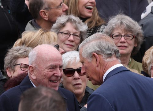 Prince Charles  greets the crowd at the The Assiniboine Park Pavilion Gallery Wednesday morning in Winnipeg - Bruce Owen story- May 21, 2014   (JOE BRYKSA / WINNIPEG FREE PRESS)