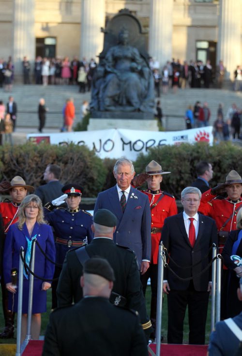 Prince Charles received full military honors before departing Winnipeg Wednesday evening. May 21, 2014 - (Phil Hossack / Winnipeg Free Press)