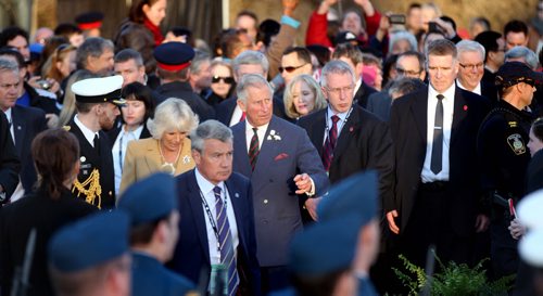 Prince Charles and Camilla make their way during a walkabout at the Manitoba Legislature before departing Winnipeg Wednesday evening. May 21, 2014 - (Phil Hossack / Winnipeg Free Press)