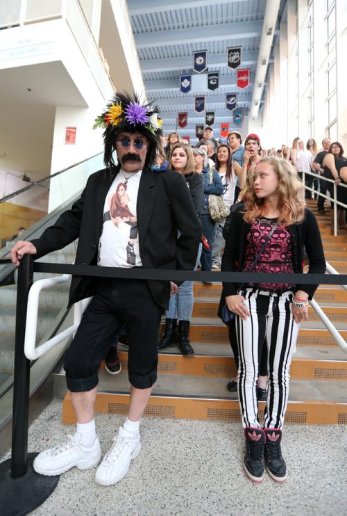 Ray Okapiac (left) and Kira Kirzinger, 13, wait for the doors to open at the MTS Centre for the Lady Gaga concert on Thurs., May 22, 2014. Photo by Jason Halstead/Winnipeg Free Press