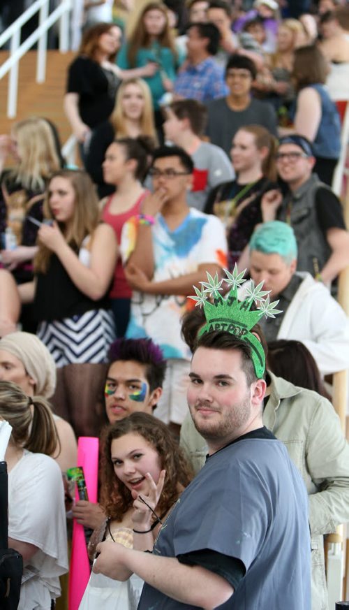 Concert-goers wait for the doors to open at the MTS Centre for the Lady Gaga show on Thurs., May 22, 2014. Photo by Jason Halstead/Winnipeg Free Press