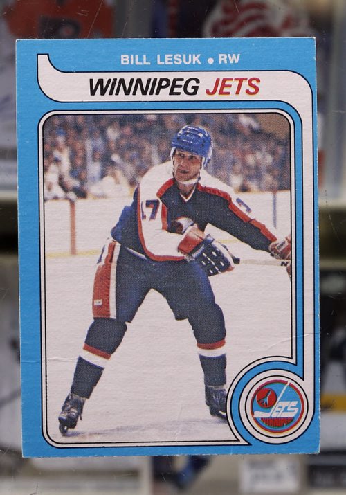 Bill Lesuk in pic. Please Credit photo : curtesy of Joe Daley's Sports Cards -49.8 Äì 1979 WHA Avco Cup  winning Winnipeg Jets player photos .May 26 2014 / KEN GIGLIOTTI / WINNIPEG FREE PRESS