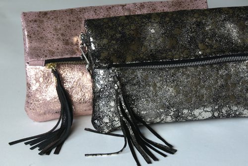 Barbara & Cecile line of purses designed by Monica Jones, 29yrs-Pedal to the Metal metallic clutches- Connie Tamoto story- May 26, 2014   (JOE BRYKSA / WINNIPEG FREE PRESS)
