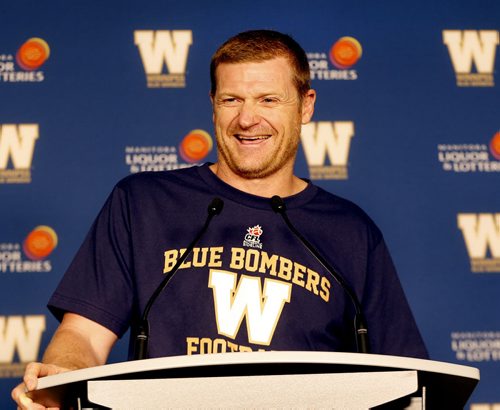 Happy to be getting on the field with players - The Winnipeg Blue Bombers  media  availability with Head Coach Mike OÄôShea regarding the opening of rookie camp Tuesday, May 27, at 12 noon., in the Press Room at Investors Group Field. Story by ed tait May 27 2014 / KEN GIGLIOTTI / WINNIPEG FREE PRESS