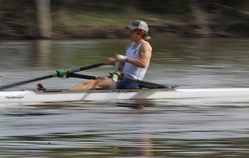 Winnipeg Rowing Club member Patrick Thiessen, trains on the Red River with his  the National Row to Podium teammates in the hot sunshine late Tuesday afternoon. May 27, 2014 Ruth Bonneville / Winnipeg Free Press
