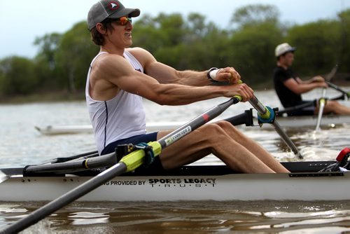 Winnipeg Rowing Club member Patrick Thiessen, trains on the Red River with his  the National Row to Podium teammates in the hot sunshine late Tuesday afternoon. May 27, 2014 Ruth Bonneville / Winnipeg Free Press