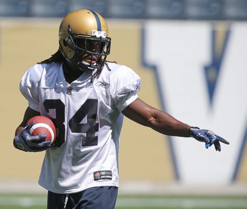Winnipeg Blue Bombers RB Paris Cotton takes part in football practice at Investors Group Field on Thurs., May 29, 2014. Photo by Jason Halstead/Winnipeg Free Press
