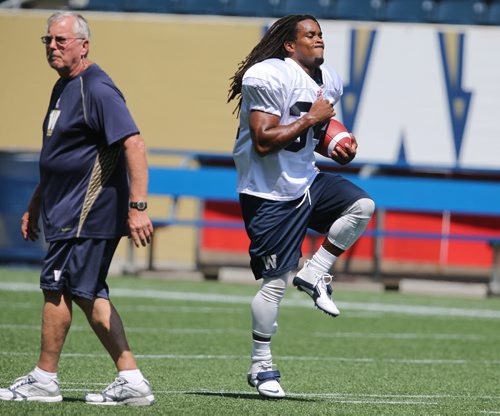 Winnipeg Blue Bombers RB Paris Cotton takes part in football practice at Investors Group Field on Thurs., May 29, 2014. Photo by Jason Halstead/Winnipeg Free Press
