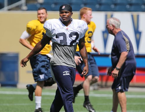 Winnipeg Blue Bombers RB Nic Grigsby takes part in football practice at Investors Group Field on Thurs., May 29, 2014. Photo by Jason Halstead/Winnipeg Free Press