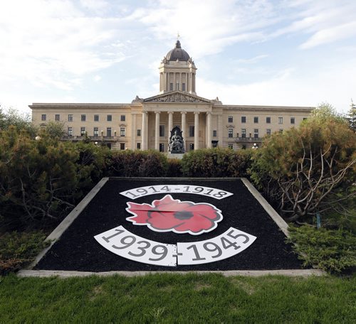 The Manitoba Legislature grounds displays  tribute to the 100 Anniversary of start of WW1 and 70th anniversary of D-Day landings WW2May 30 2014 / KEN GIGLIOTTI / WINNIPEG FREE PRESS
