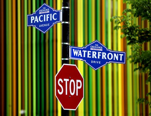 Waterfront Drive sign and Pacific sign.  Photos from Stephen Juba Park for Feature story on Waterfront Blvd.  May 31, 2014 Ruth Bonneville / Winnipeg Free Press