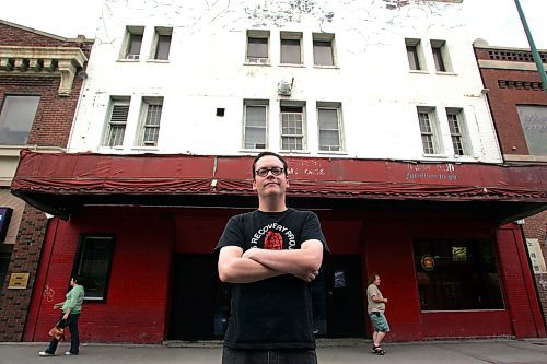 BORIS MINKEVICH / WINNIPEG FREE PRESS  070710 Sam Smith of the Collective Cabaret poses for a photo in front of the Osborne Village music venue.