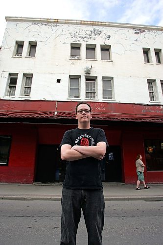 BORIS MINKEVICH / WINNIPEG FREE PRESS  070710 Sam Smith of the Collective Cabaret poses for a photo in front of the Osborne Village music venue.