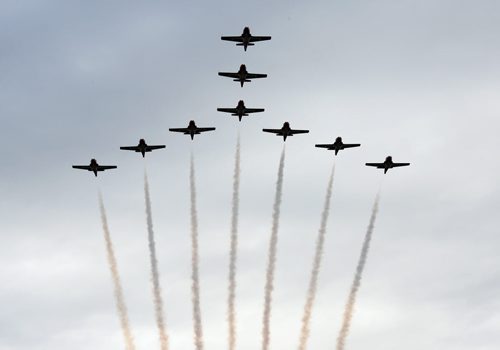 The Snowbirds perform at the Southport Airport in Portage la Prairie in honour of the Royal Canadian Air Force's 90th anniversary. Sarah Taylor / Winnipeg Free Press