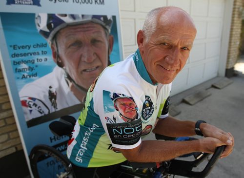 Arvid Loewen: 57 year old sets out next Monday to break Guinness World Record for riding 10,000 km.-  See Geoff Krybyson story- June 09, 2014   (JOE BRYKSA / WINNIPEG FREE PRESS)