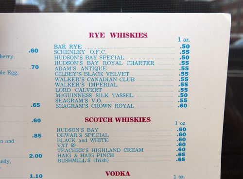 Silver Heights Restaurant and Lounge, 2169 Portage Ave. Original drink menu from late 50s-  See Maureen Scurfield story- June 10, 2014   (JOE BRYKSA / WINNIPEG FREE PRESS)