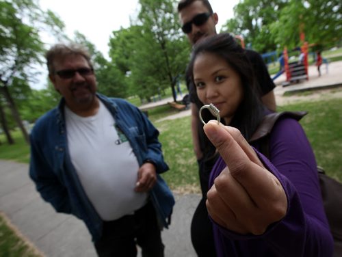 Julie Heide and her husband show a lost wedding ring found and returned by Randall (sorry haven't got his last name Sanderson will have it) Wednesday evening. See Dave Sanderson story. June 11, 2014 - (Phil Hossack / Winnipeg Free Press)