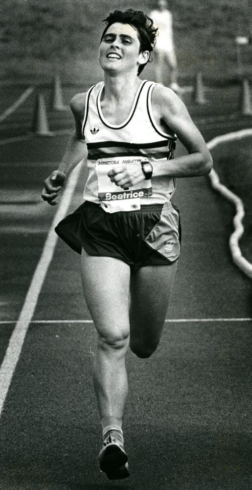 Denise Verhaert - womens winner of Manitoba Marathon 1987  Phil Hossack / Winnipeg Free Press June 22, 1987