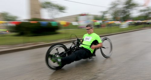A full marathon wheelchair participant at the Manitoba Marathon at the University of Manitoba, Sunday, June 15, 2014. (TREVOR HAGAN/WINNIPEG FREE PRESS)