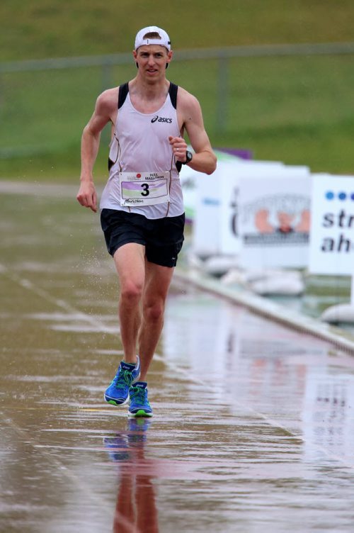 Full marathon winner, Brian Walker at the University of Manitoba, Sunday, June 15, 2014. (TREVOR HAGAN/WINNIPEG FREE PRESS)