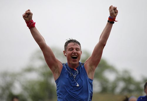 Phillip Duncan, near the finish line during the Manitoba Marathon at the University of Manitoba, Sunday, June 15, 2014. (TREVOR HAGAN/WINNIPEG FREE PRESS)