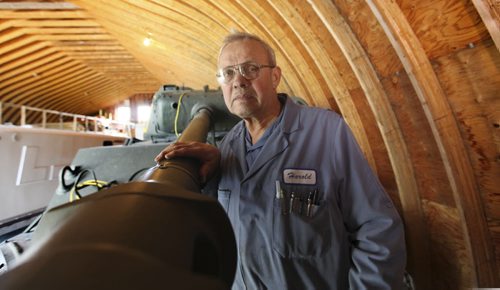Harold Kihn's large collection of military vehicles, including a 1944 Sherman tank. Military vehicles will be on display at 60th Manitoba Threshermen's Reunion & Stampede, in Austin on July 24-27.  June 16, 2014 Ruth Bonneville / Winnipeg Free Press