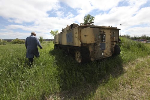 Harold Kihn's large collection of military vehicles including this armoured personal carrier (in picture), a Sherman tank. Military vehicles will be on display at 60th Manitoba Threshermen's Reunion & Stampede, in Austin on July 24-27.  June 16, 2014 Ruth Bonneville / Winnipeg Free Press