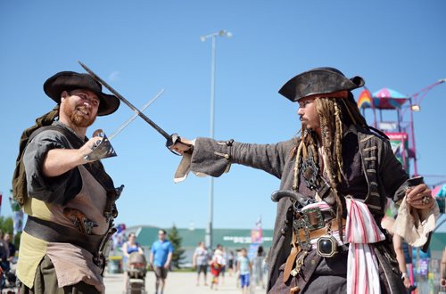 Mr. Bilger and Captain Jack Sparrow at the Red River Ex. Sarah Taylor / Winnipeg Free Press