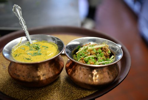 Goan fish curry and keema curry at Karahi of India. Sarah Taylor / Winnipeg Free Press