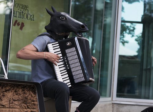 A man plays at the Forks on Wednesday. Sarah Taylor / Winnipeg Free Press