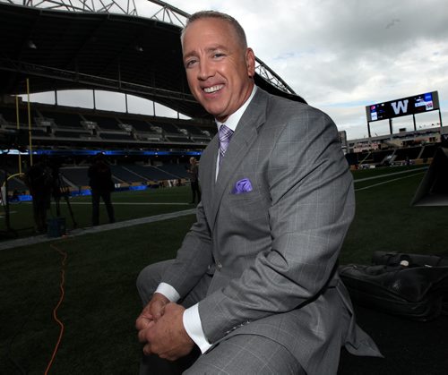 Matt Dunigan suited up a little differently for the Bomber's Home Opener Thursday evening. See Ed Tait's tale. June 26, 2014 - (Phil Hossack / Winnipeg Free Press)