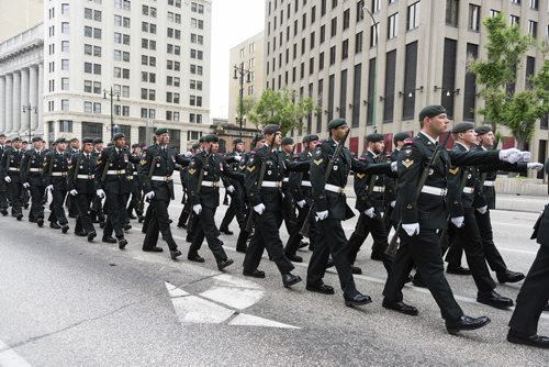 The Second Battalion Princess Patricia's Canadian Light Infantry marches in the Freedom of the City of Winnipeg on Friday at Portage and Main. Sarah Taylor / Winnipeg Free Press