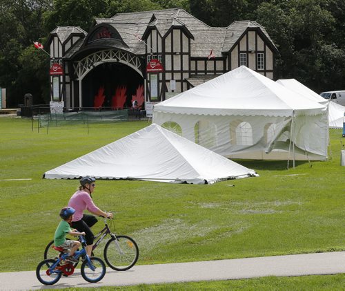 STDUP . Preparations are being made with tents , washroom facilities and the main stage  to handle the large Canada crowds on Canada Day at Assiniboine Park June 30 2014 / KEN GIGLIOTTI / WINNIPEG FREE PRESS